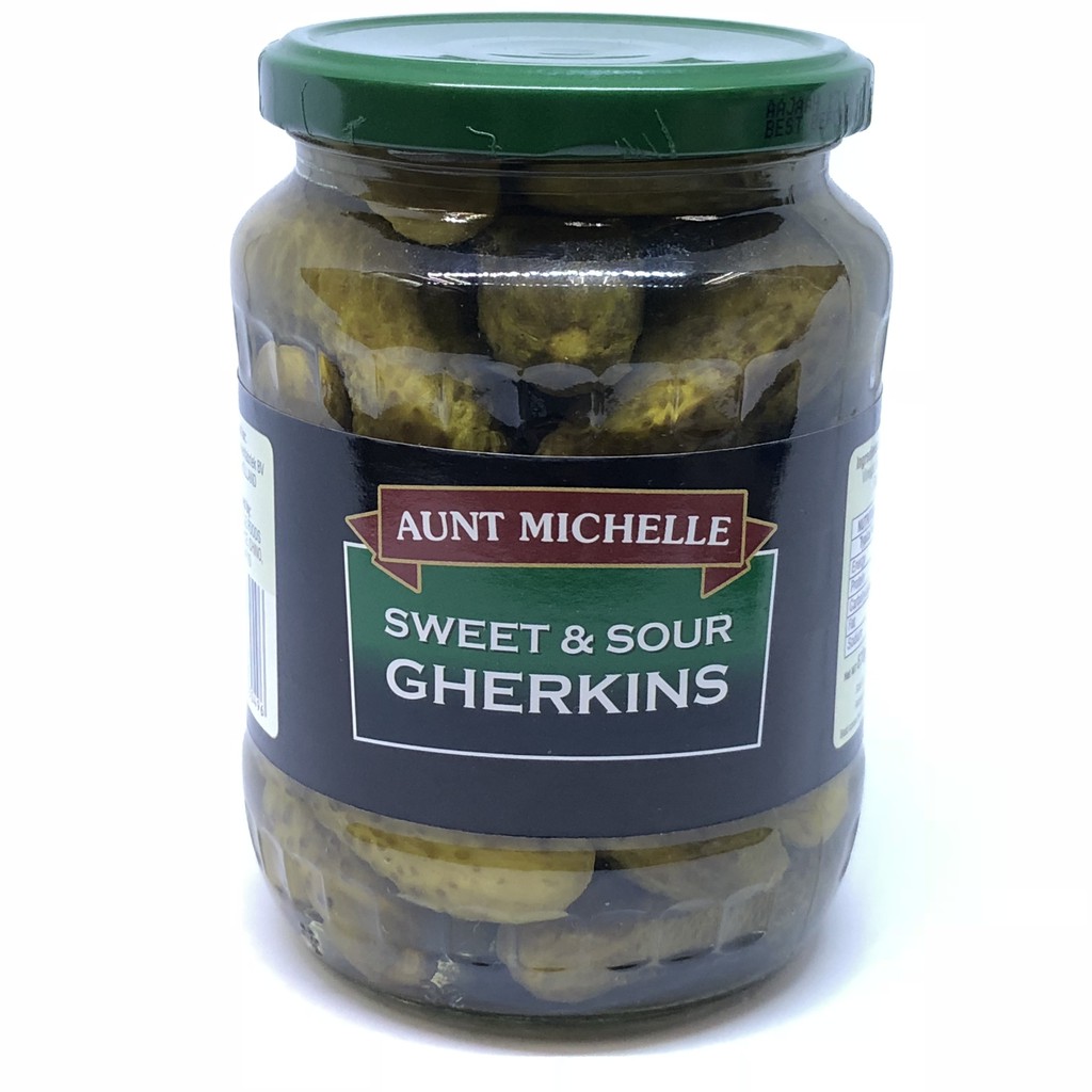 Dưa chuột muối hiệu Aunt Michelle Sweet & Sour Gherkins - Xuất xứ Tây Ban Nha 670g