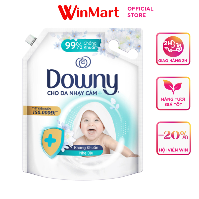 -Nước xả kháng khuẩn dịu nhẹ Downy túi 3L