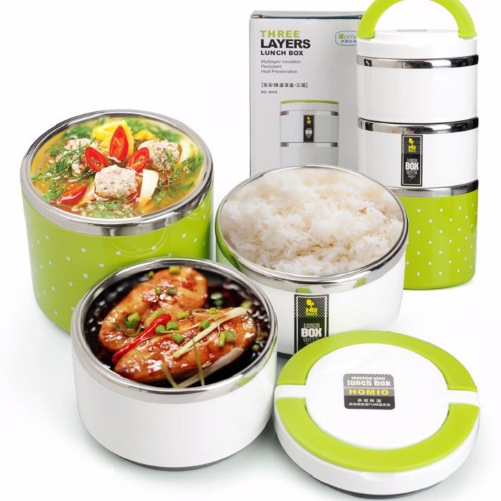 Hộp đựng cơm giữ nhiệt 3 ngăn inox-cà mên hộp đựng cơm 3 tầng