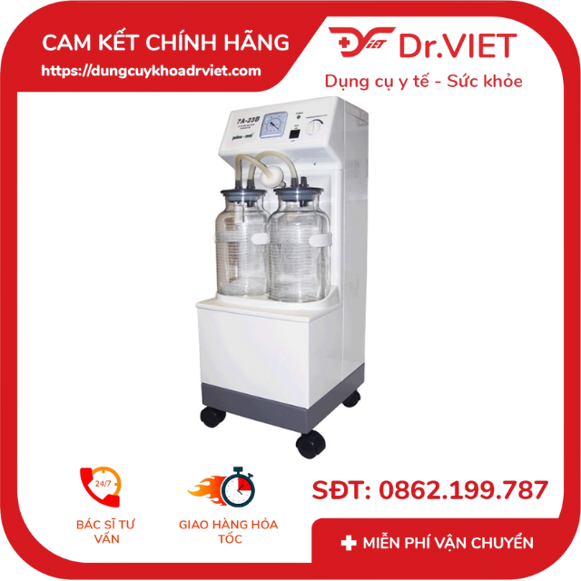 Yuwell 7A-23B 20-Liter 2-Tank Suction Machine - Adjustable to Many Suction Levels to Suit Both Liquid and Thick Fluids, Strong Pressure Pushes the Fluid Clean Out