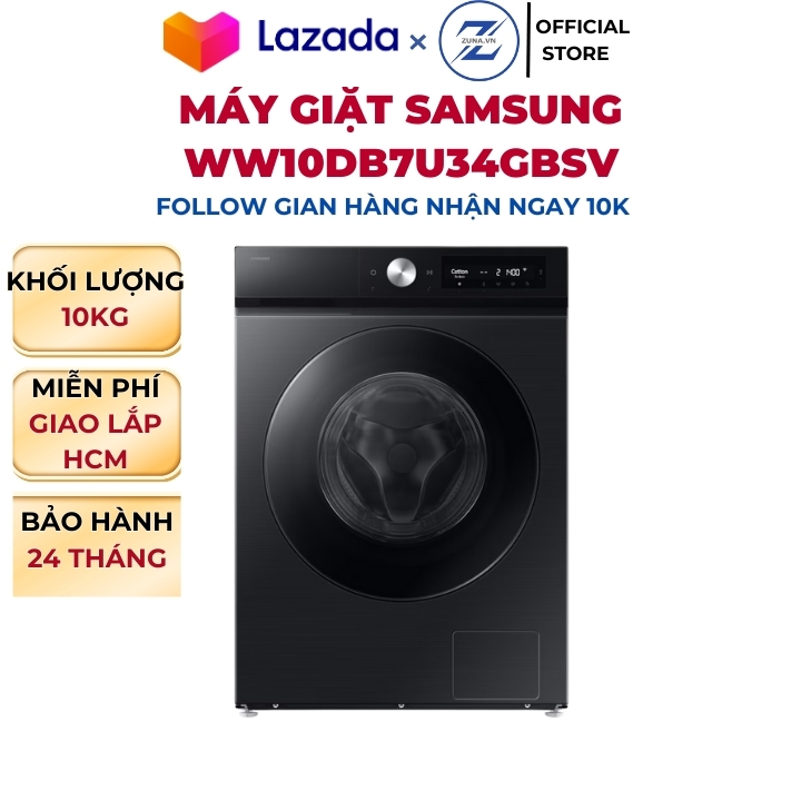 Samsung 10kg Inverter Front-Load Washing Machine Ww10Db7U34Gbsv - 24 Month Warranty