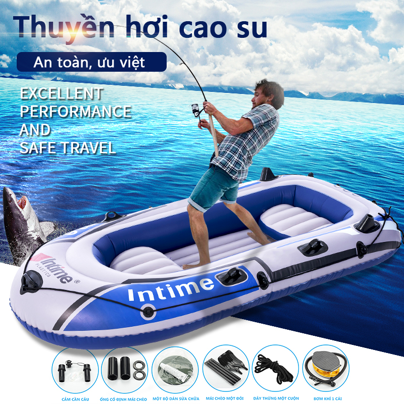 Thuyền hơi thuyền phao xuồng bơm hơi thuyền câu cá INTIME chứa 3người 4 người lớn dày hơn rộng hơn cao cấp chắc chắn thuyền dã ngoại tuyệt vời