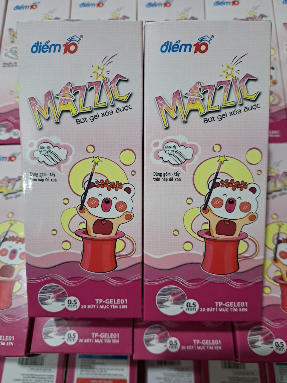 Combo 02 hộp 40 cây bút gel xóa được mực tím sen mazzic tp-gele01 0.5mm