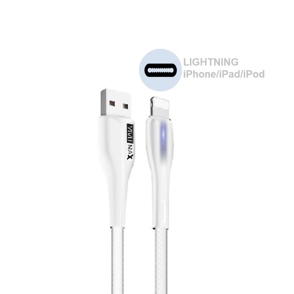 Cáp sạc nhanh và truyền dữ liệu Vivuxax L202 đầu sạc Lightning (Iphone), có đèn LED báo tín hiệu – Hàng Chính Hãng, Bảo Hành 1 ĐỔI 1 Tron