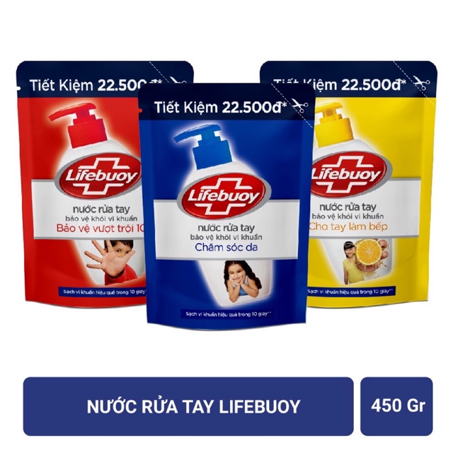 Túi Nước Rửa Tay Lifebuoy (400g) Bảo Vệ Vượt Trội công thức diệt 99.9% vi khuẩn gây bệnh chỉ trong 10 giây