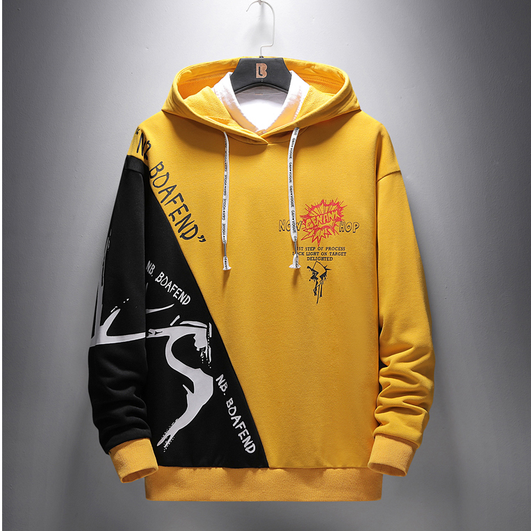 Áo Khoác Hoodies Nam Chất Thun Phối Hai Màu Cá Tính YUANDIAN Thời Trang Đường Phố Phong Cánh HER AO TOP 90000129