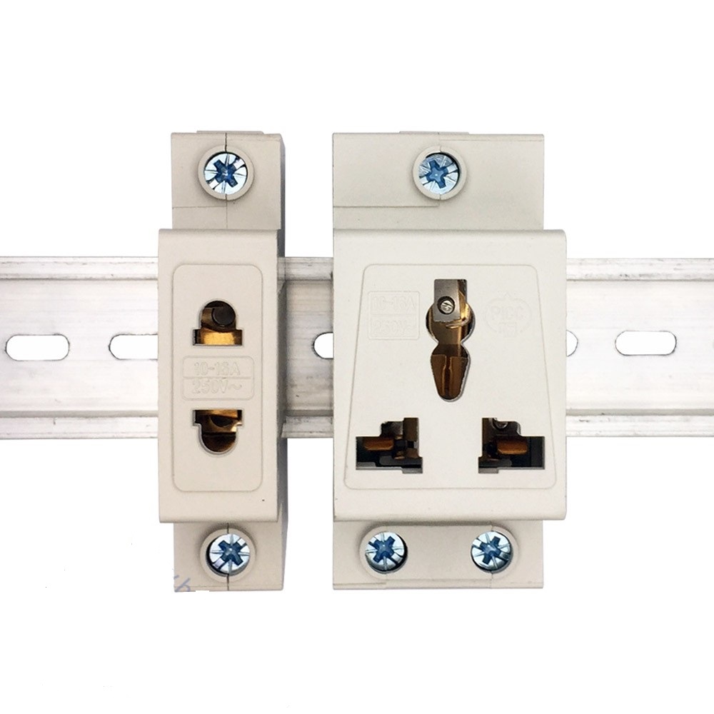 Hãng chint ổ cắm 2 chấu và 3 chấu cài thanh ray gắn tủ điện ht 16a/230v