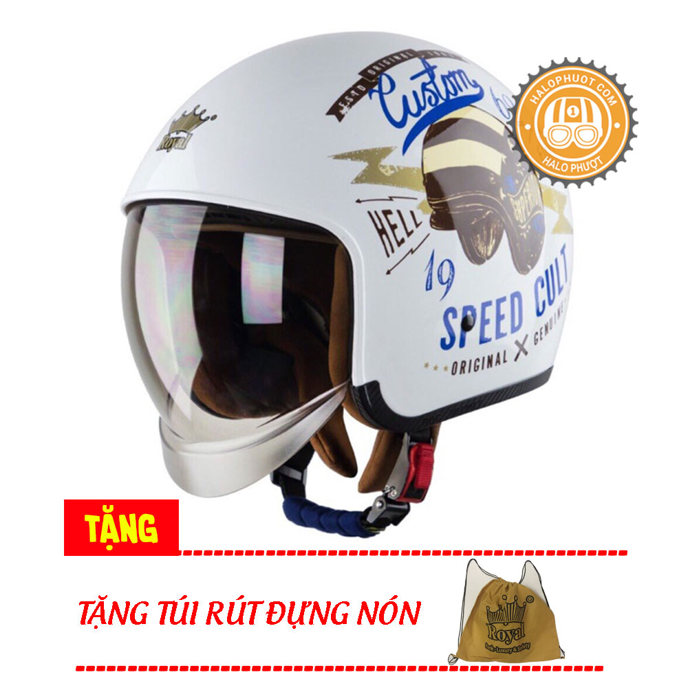 Nón bảo hiểm 3/4 kính âm Royal M139 V9 Custom (Tặng balo rút) (Bảo hành trọn đời)
