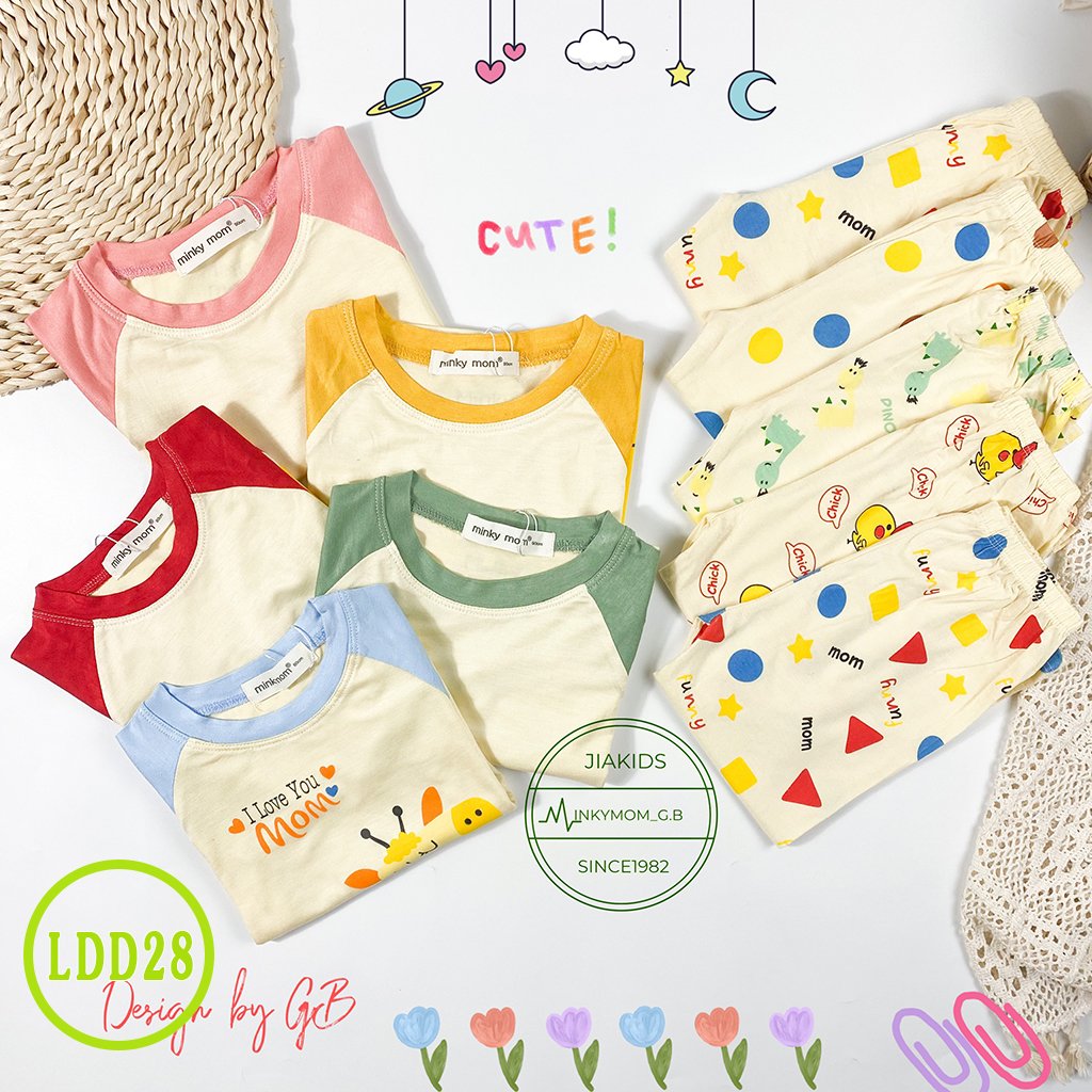 [HCM] FULL SIZE (từ 8-28kg) MINKY MOM CHÍNH HÃNG Bộ thun lạnh dài tay phối họa tiết con vật ngộ nghĩnh cho cho bé trai bé gái