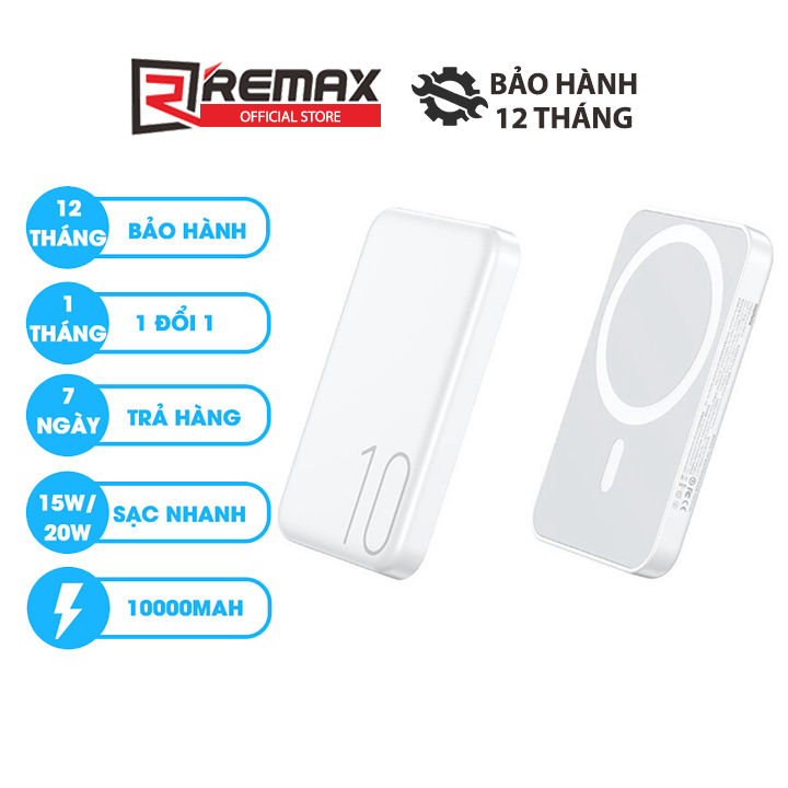 Pin dự phòng sạc nhanh Remax RPP-65 10000mAh sạc không dây wireless 15W - hỗ trợ PD 20W (4 màu)