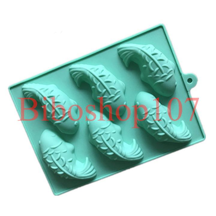 Khuôn silicon làm thạch, rau câu, socola 6 con cá koi to