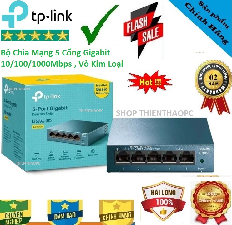 Bộ Chia Mạng Switch  5 Cổng TPLink LS105G Gigabit 10/100/1000Mbps Vỏ Kim Loại , Hàng Mới BH24T