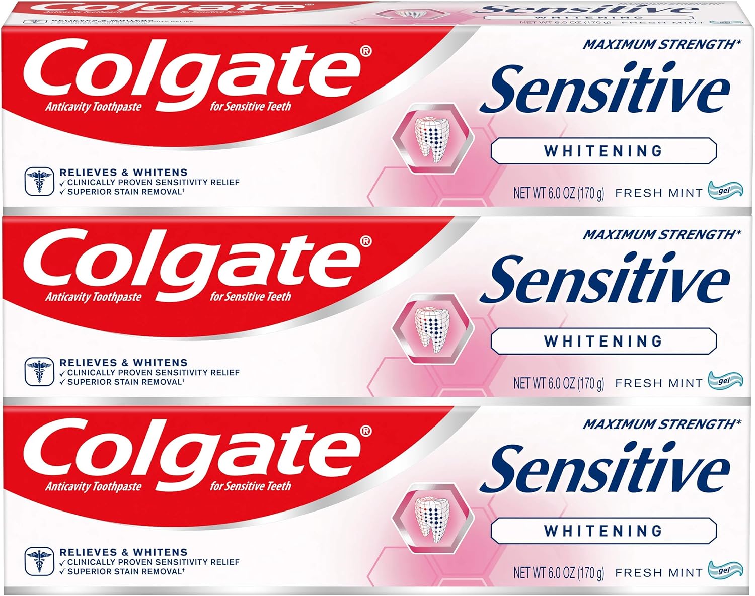 Kem đánh răng bạc hà trắng răng cho răng nhạy cảm Colgate Whitening Toothpaste for Sensitive Teeth