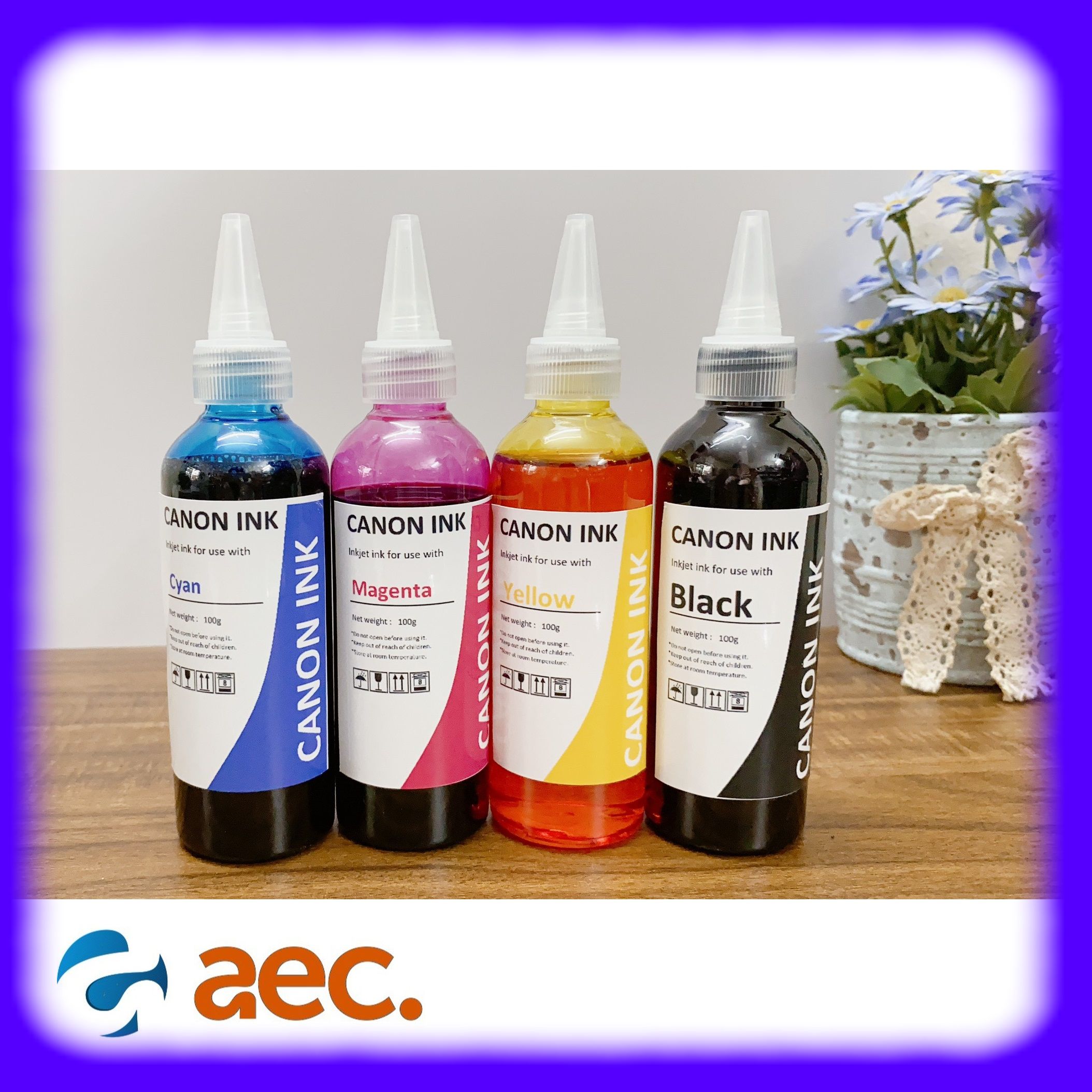 Bộ 4 chai mực dye uv chất lượng cao, chống bay màu thương hiệu mazano chai 100ml gồm 4 màu dùng cho các máy in phun canon ix6770 / ix6870 / ix6820 / ix6860 / g1000 / g1010 / g2000 / g2010 / g3000 / g3010 / ip2770 / ip7270