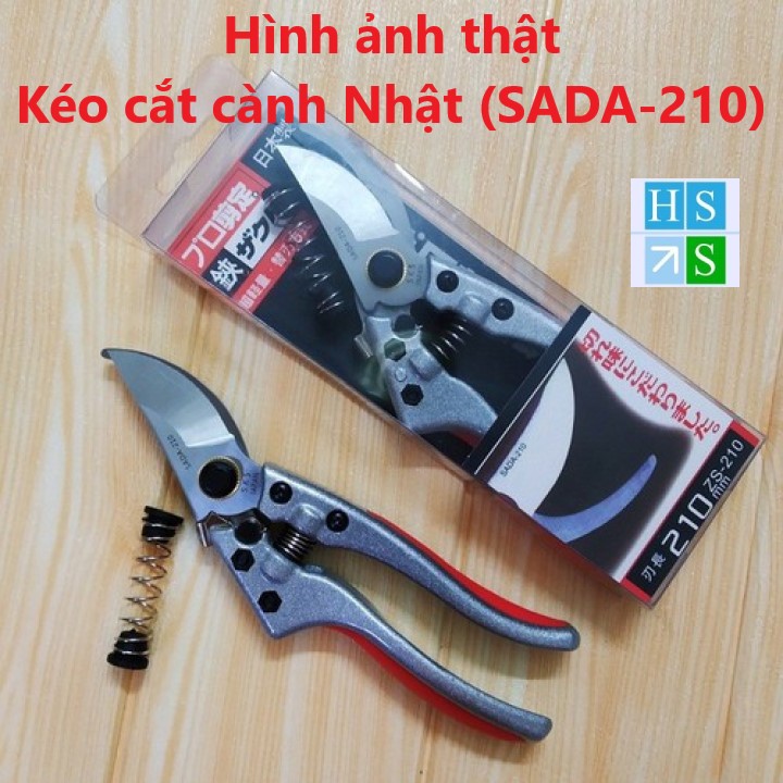 Kéo cắt tỉa cành cây Nhật Bản (SADA-210 - Hàng cao cấp) Chất liệu thép SK5 không gỉ, sắc bén, tay cầm Hợp Kim đúc