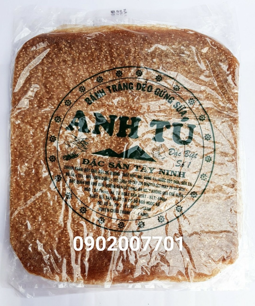 Xấp 400g Bánh Tráng Dẻo Gừng Sữa Anh Tú Chữ Xanh-đồ ăn vặt-tết-Đặc Sản Tây Ninh