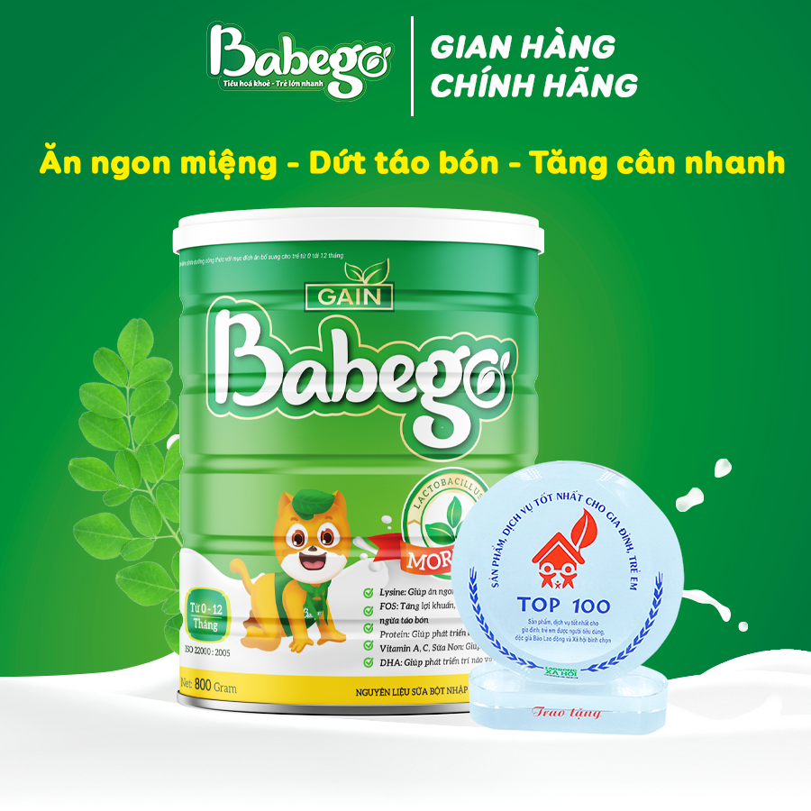 Sữa mát tăng cân, trị táo bón Babego 800g