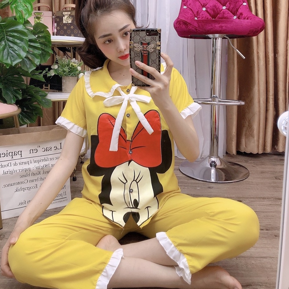 [TNQD ]Đồ Bộ Pijama Kate Lụa Hoạt hình Siêu Đẹp Dưới 55kg