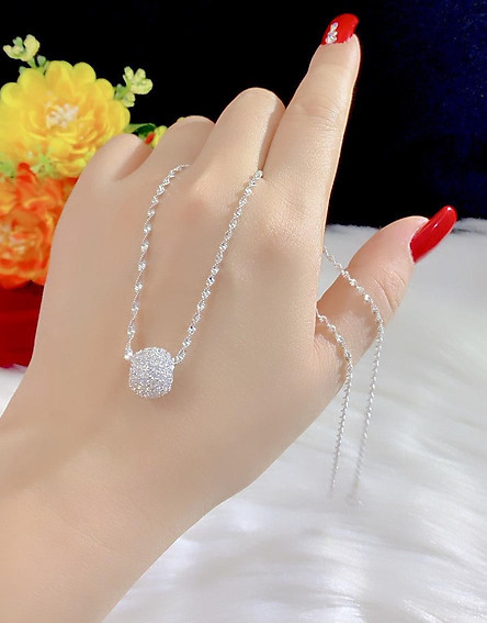 Dây chuyền nữ trái châu xoàn mạ bạch kim cao cấp P306