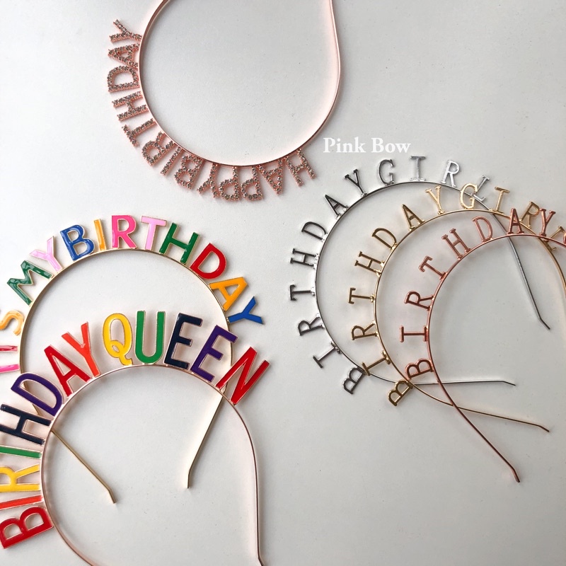 Cài tóc sinh nhật có chữ Happy Birthday bằng kim loại kiểu Hàn Quốc