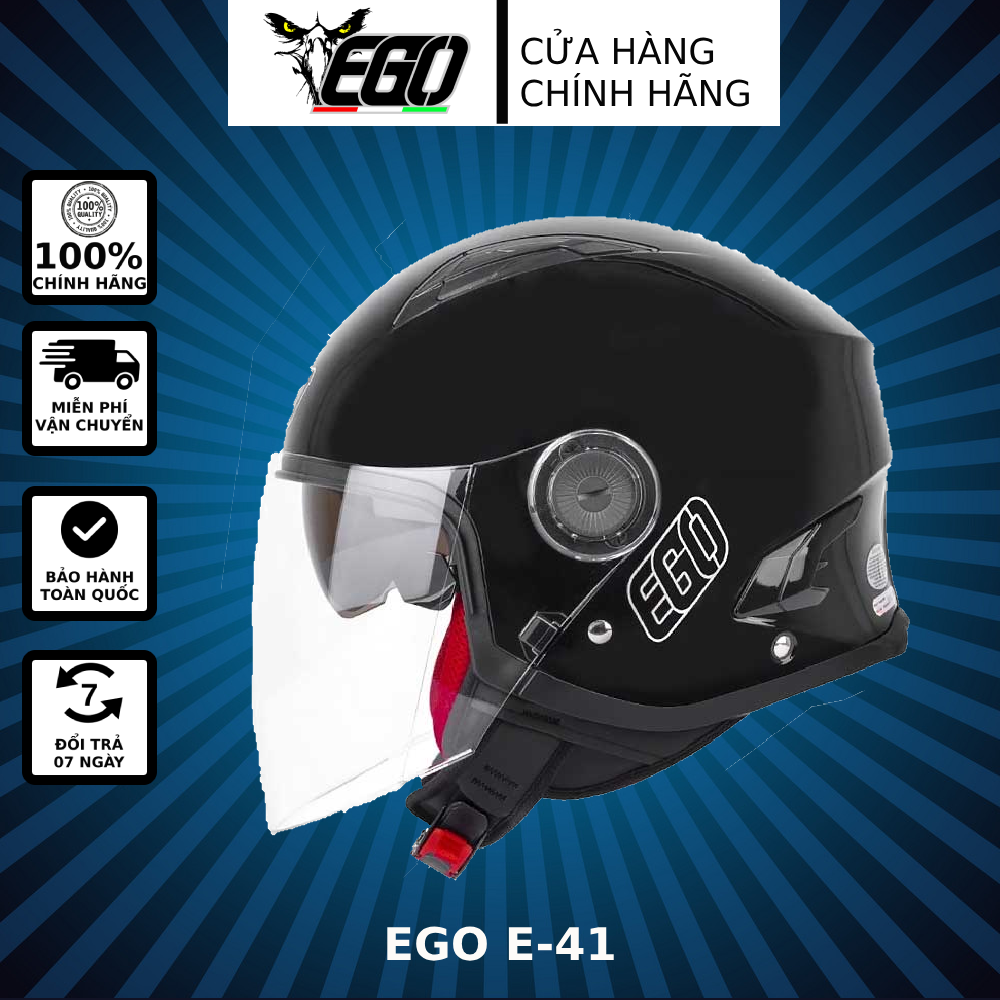 Mũ bảo hiểm ego e-41 màu đen bóng