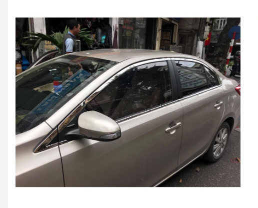 Ốp Viền Cong + Nẹp Chân Kính Inox Xe Toyota Vios 2014 2015 2016 2017 2018 - Chất Liệu Inox 304 Sáng Bóng, Phụ Kiện Trang Trí Ngoại Thất Tuyệt Vời Cho Xe