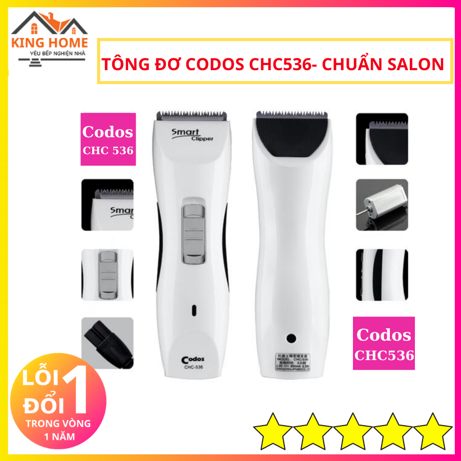 Tông đơ Cắt Tóc Sạc Điện Codos CHC-536 (Trắng)- Tông Đơ Cắt Tóc Gia Đình Tiện Lợi,Gọn Nhẹ-Tông Đỡ CoDos CHC-536 Cao Cấp.