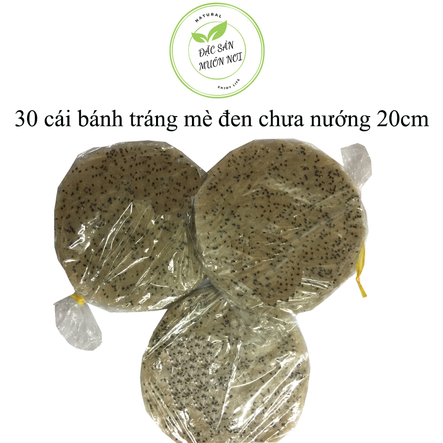 30 cái bánh tráng mè đen nước dừa chưa nướng đặc sản Tây Ninh - đường kính bánh 20cm