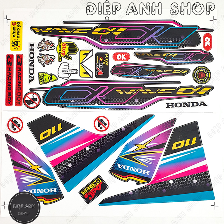 Tem rời Wave Alpha 110 ( Đời 2017 - 2020) - Tem 3 lớp chống phai màu