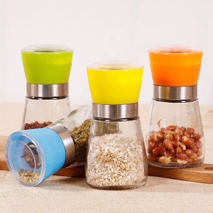 Lọ xay tiêu cầm tay thủy tinh , Cối xay tiêu , nắp chắc chắc tiện dụng và thông minh, Dụng cụ xay tiêu thủy tinh đa năng cầm tay, máy xay tiêu mini đa năng, hũ xay tiêu, bình đựng hạt tiêu, Dụng cụ xay tiêu cầm tay