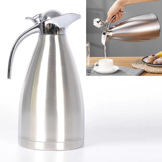 Bình giữ nhiệt cà phê 2 lít Inox cao cấp - phích nước Inox 304 có tay cầm cách nhiệt