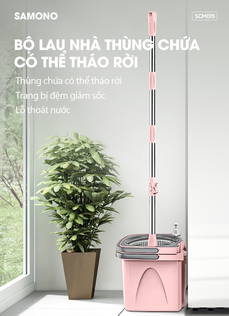Bộ lau nhà thông minh xoay 360 độ BONBOX BCT706 kèm xô lau dạng xoay 2