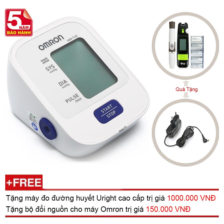 Máy Đo Huyết Áp Bắp Tay Omron Hem-7120 + Tặng Bộ Đổi Nguồn + Máy đo đường huyết Uright TD - 4265 (OEM)