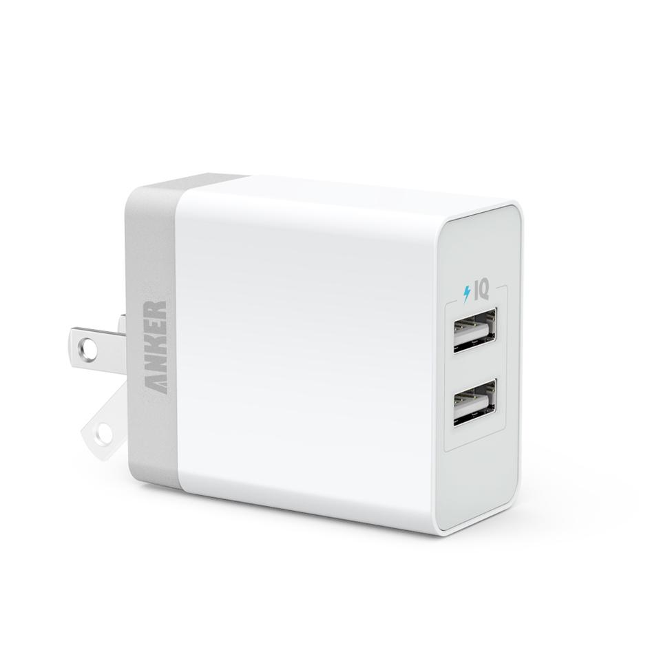 Adapter sạc 2 cổng anker powerport2 2.4a với công nghệ poweriq thông minh