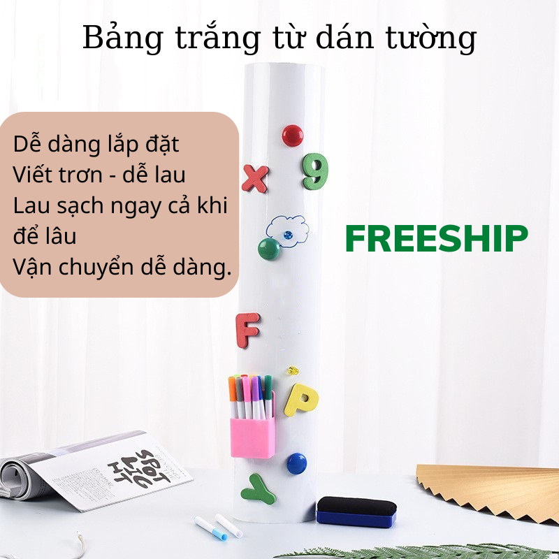 Bảng trắng từ dán tường bảng dạy học viết bút lông mặt bảng cao cấp xoá sạch không để lại vết bút vtlshop