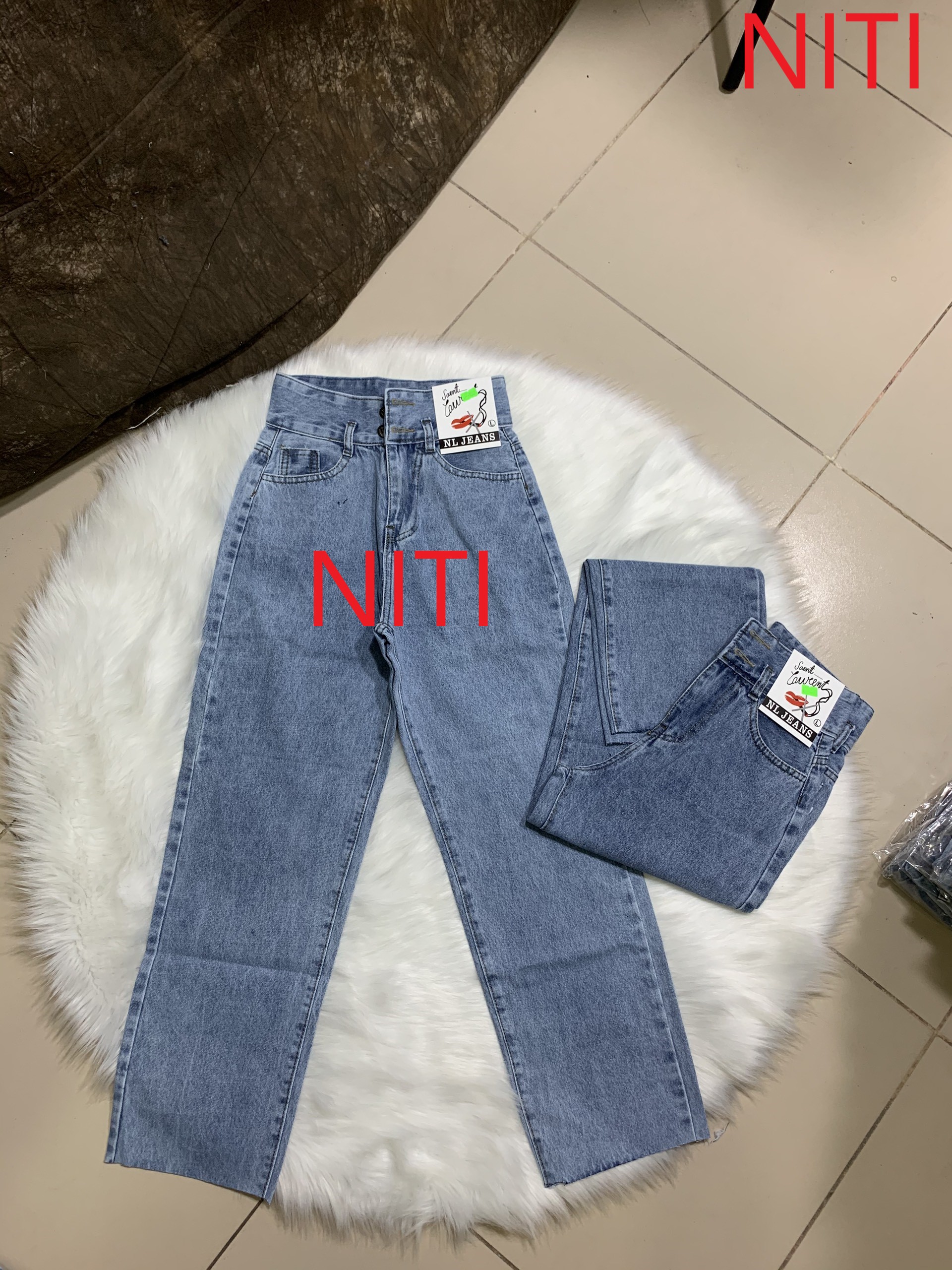 [HCM][ HÌNH THẬT NGON LÀNH LUÔN!!! ] QUẦN JEAN ỐNG RỘNG NỮ CAO CẤP NITI LƯNG CAO MÀU XANH NHƯ HÌNH PHỐI 2 NÚT TẠO ĐIỂM NHẤN CỰC ĐẸP CỰC HOT HIT-NLL123058