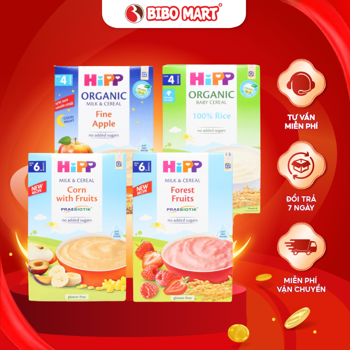 Bột Ăn Dặm Dinh Dưỡng HiPP Organic Ăn Dặm Khởi Đầu Đủ Vị Bổ Sung Probiotic Chất Xơ Cho Bé 250g - Bibo Mart