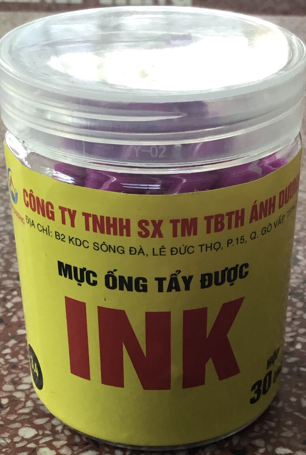 TpHCM - Chính Hãng -Hộp 30 Ống Mực Tím Xoá Được Ánh Dương Dùng Cho Bút Mài
