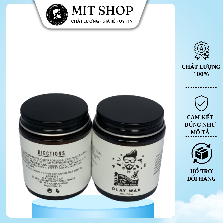 Sáp vuốt tóc clay wax profession the barber shop 100g