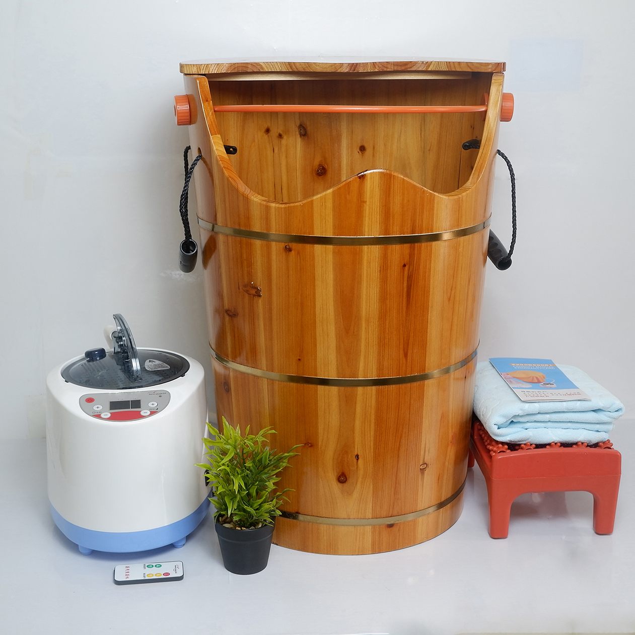 Bồn Xông Hơi Kèm Máy Xông H960 - Thùng Xông bằng Gỗ Tự Nhiên kèm Máy Xông