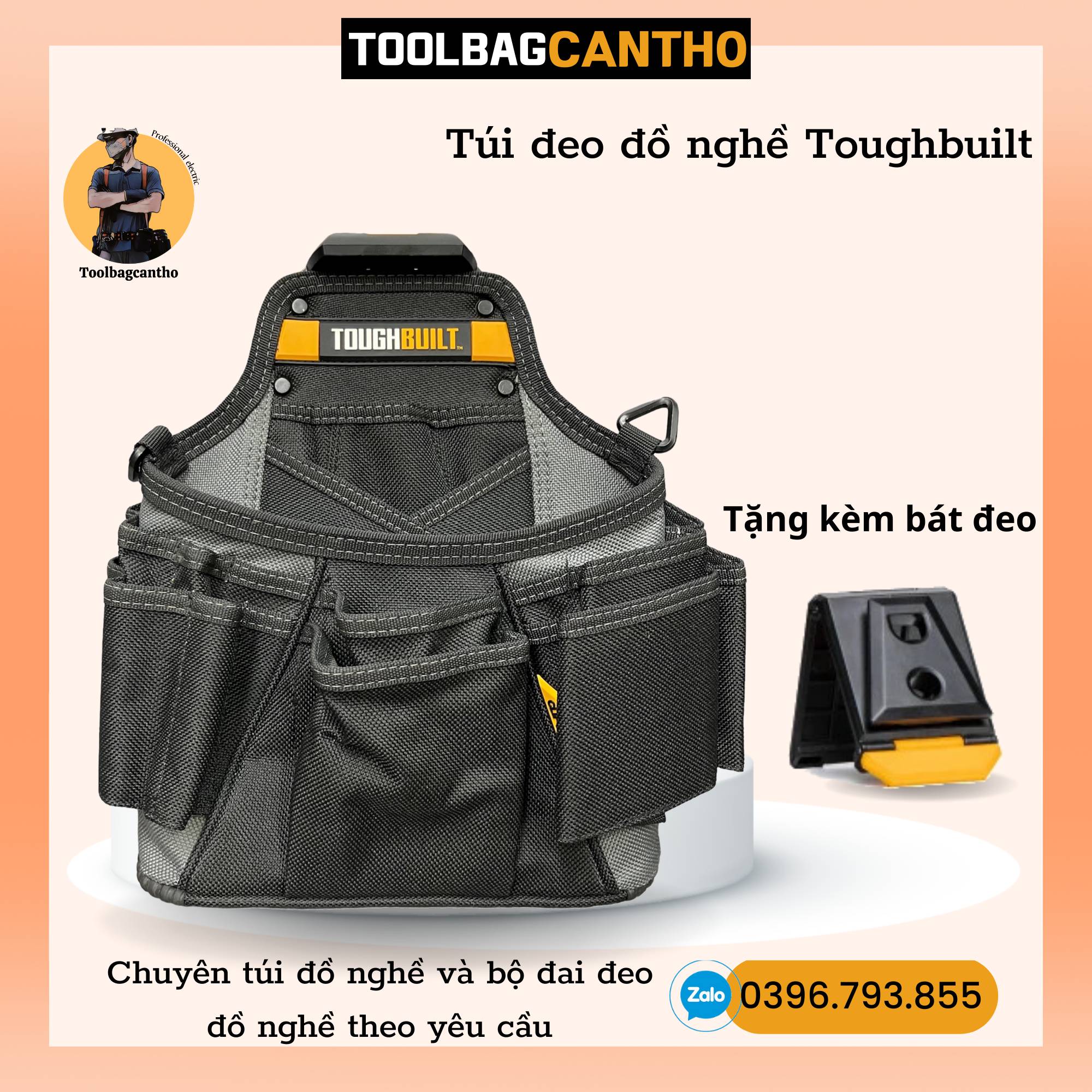 Túi đeo đồ nghề Toughbuilt hàng tách sét có thể gắn thêm dây đeo vai