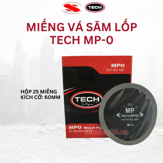 Hộp 25 miếng vá lốp xe hơi lốp bố chéo và bố thẳng tech mp-0
