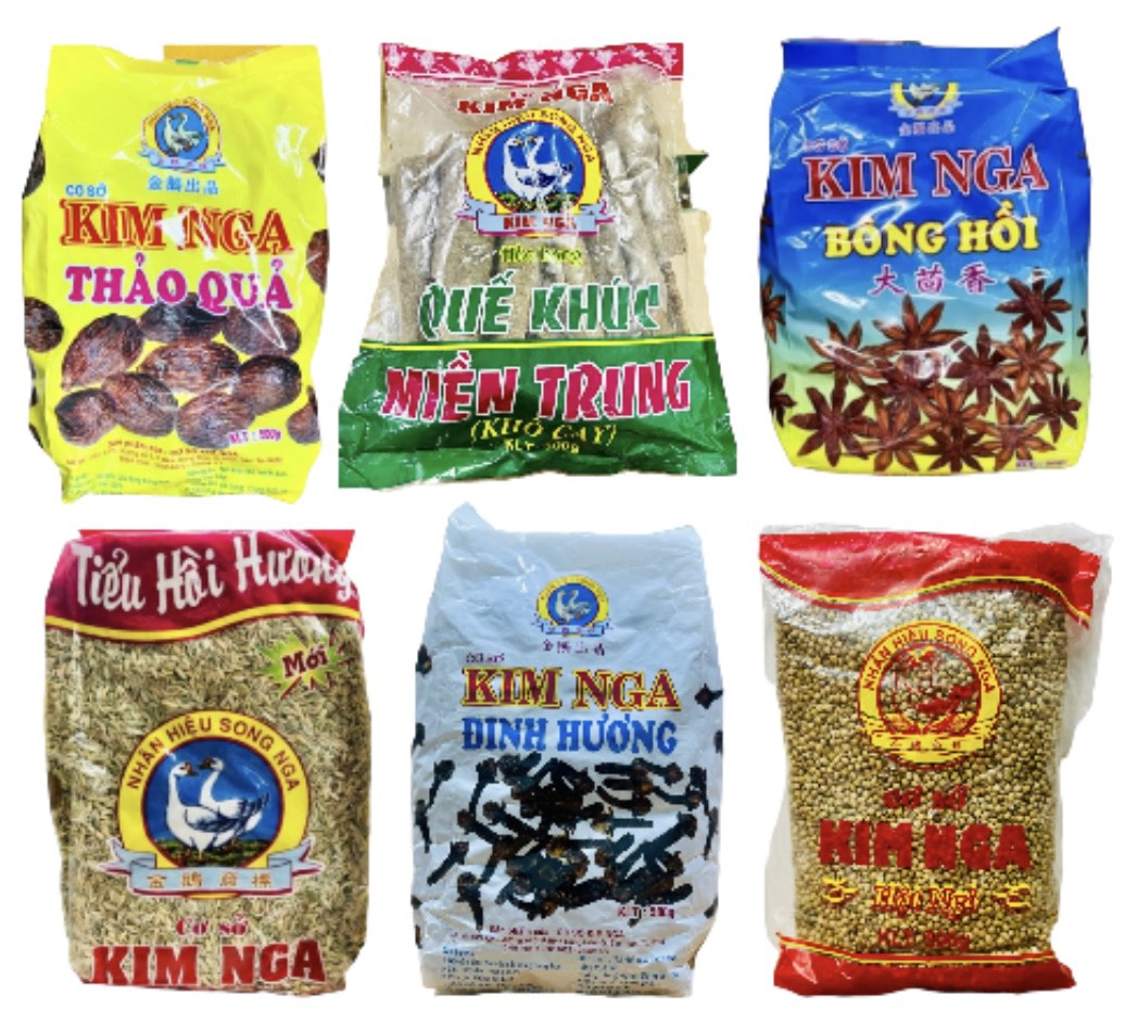Bông hồi/Thảo quả/Hột ngò/Tiểu hồi hương/Đinh hương/Quế khúc nhãn hiệu Song Nga - Kim Nga