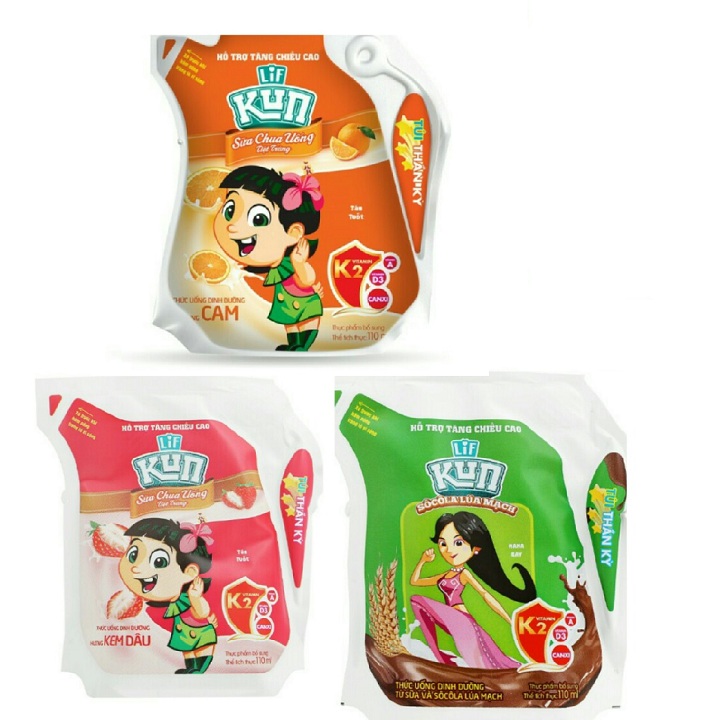THÙNG 24 TÚI SỮA CHUA UỐNG KUN 110ML Đủ vị cho bé lựa chọn tiện lợi và gọn gàng cho bé mang theo đi học nhé các mẹ - SHOP ANPHUONG