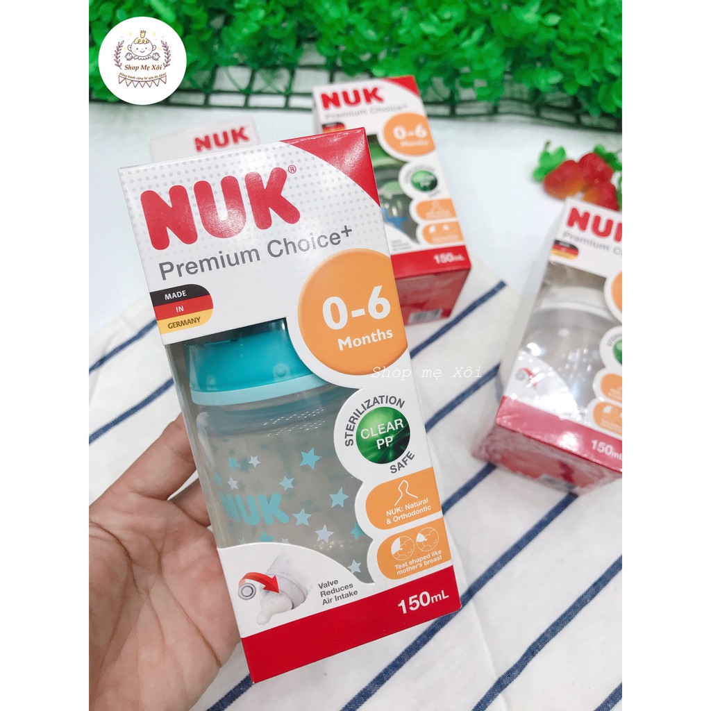 Chính hãng: bình sữa nuk premium choice nhựa pa 150ml núm ti silicone s1 -m