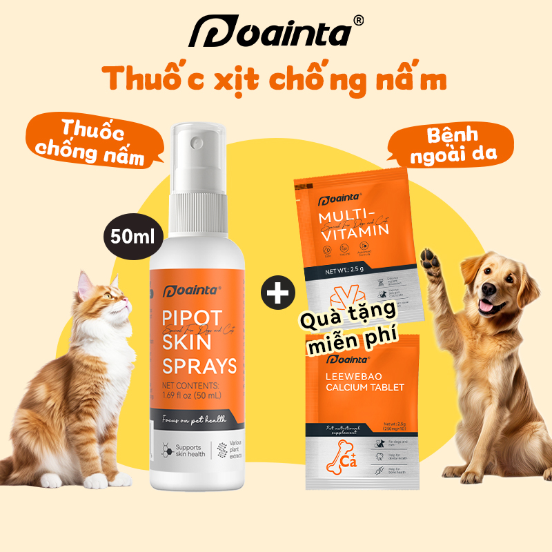 PIPOT Fungikur trị nấm da viêm da các bệnh về da cho chó mèo - Chai 50/100ml