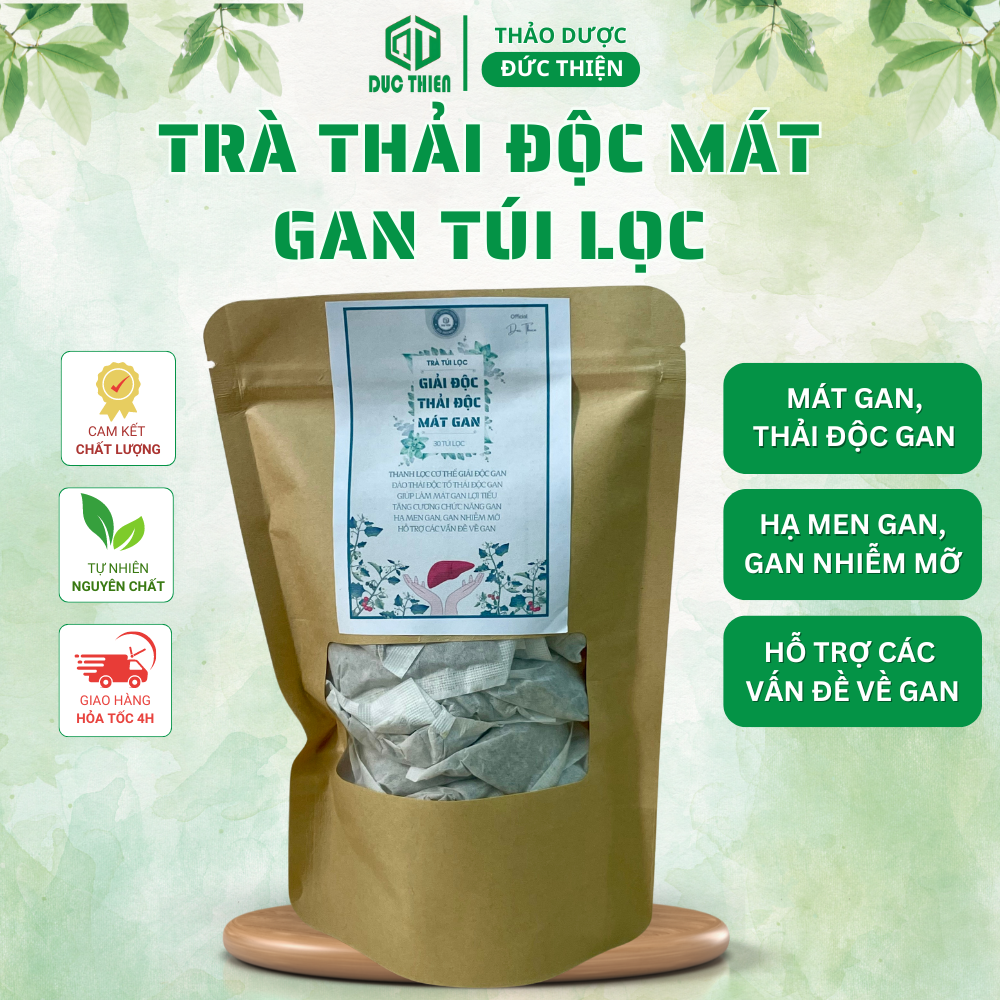 Trà thải độc mát gan túi lọc đức thiện - giải độc gan, mát gan, lợi tiểu, hạ men gan, gan nhiễm mỡ, thanh lọc cơ thể
