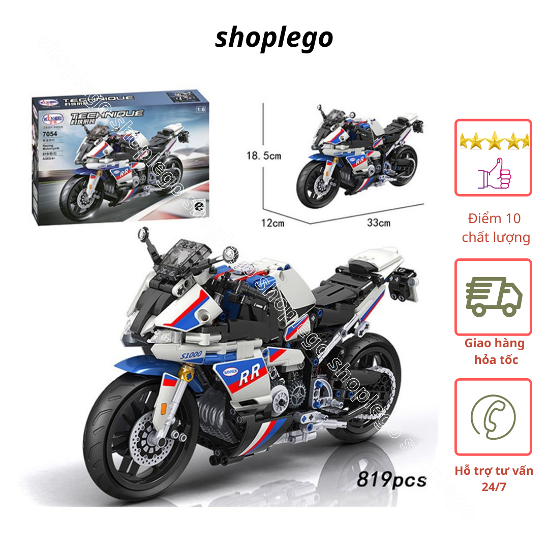 Đồ chơi xếp hình technic lắp ráp xe máy phân khối lớn winner s1000rr gồm 819+ chi tiết cưc đẹp 7054