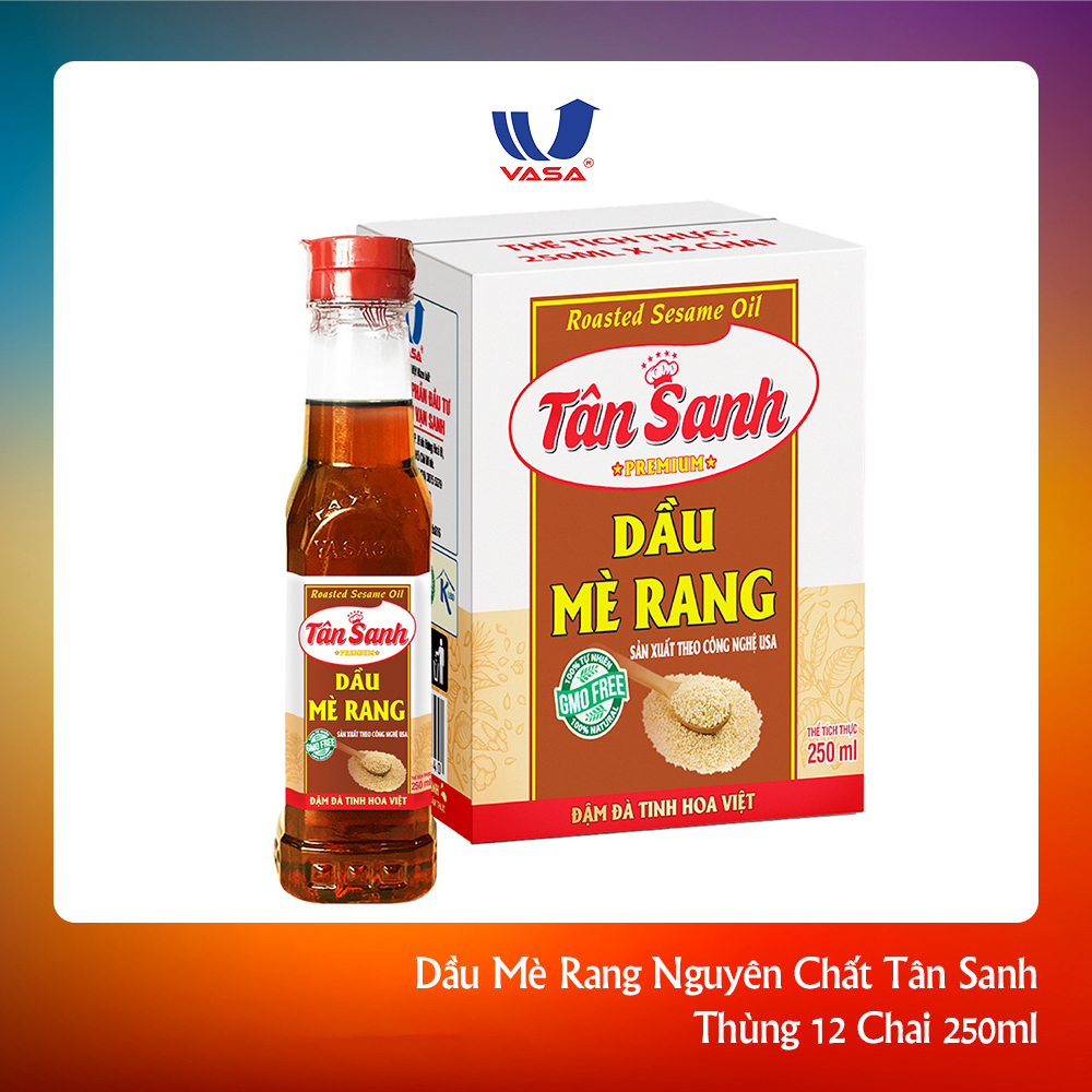 Thùng 12 Chai Dầu Mè Rang Tân Sanh 250 ml