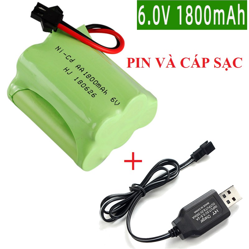 Bộ Pin Sạc Cho Xe Ô tô - Tàu Thủy Điều Khiển Từ Xa Dung Lượng 1800mah 6V